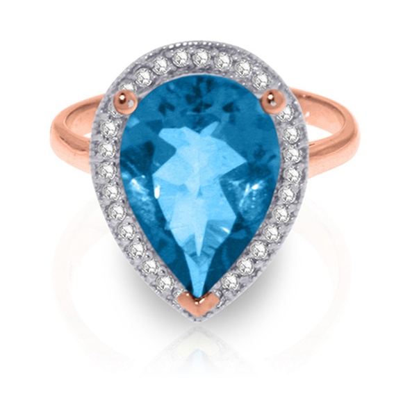 Galaxy Gold Products Jewelry - 14K. GOLD RING WITH NATURAL DIAMONDS & BLUE TOPAZ